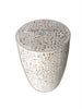 White Mother Of Pearl Drum Floral Side Table 1
