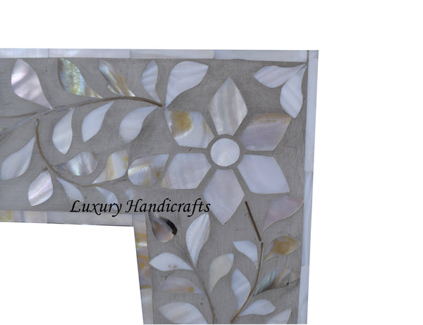 Grey Mother Of Pearl Floral Rectangle Mirror