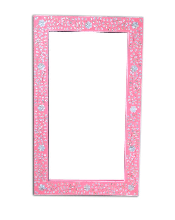 Pink Mother Of Pearl Floral Rectangle Mirror 1