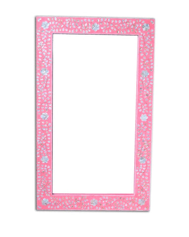 Pink Mother Of Pearl Floral Rectangle Mirror
