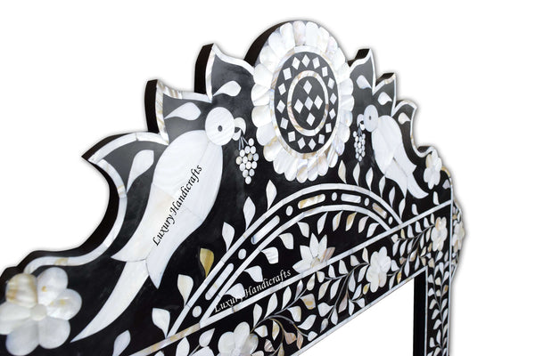 Black Mother Of Pearl Inlaid Parrot Mirror 2