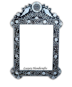 Black Mother Of Pearl Inlaid Parrot Mirror 1