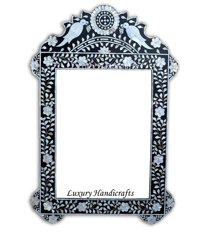 Black Mother Of Pearl Inlaid Parrot Mirror 1