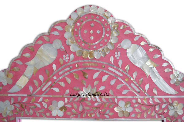 Pink Mother Of Pearl Inlaid Parrot Mirror