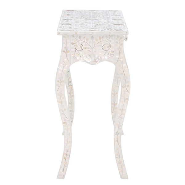 Mother Of Pearl Inlay 1 Drawer French Style Console White