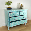 Mother Of Pearl Inlay 4 Drawer Star Chest Turquoise 2