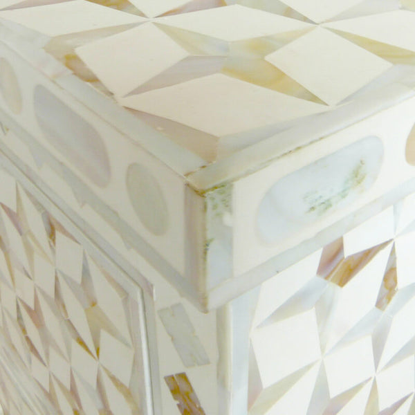 Mother Of Pearl Inlay 4 Drawer Star Chest White
