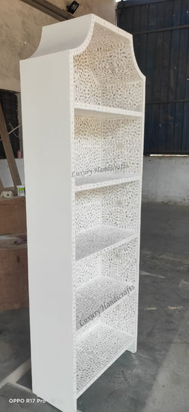 Mother of Pearl Inlay Book Shelf White