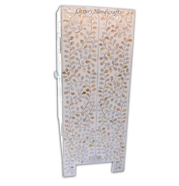Mother Of Pearl Inlay Cabinet Sideboard Floral Design White
