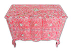 Mother Of Pearl Inlay Chest 2 Curved Drawer Floral Design Pink 2