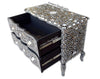 Mother Of Pearl Inlay Chest 2 Curved Drawer Floral Design Black 3