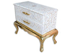 Royal Mother Of Pearl Inlay 2 Drawer Chest Brass Base White 3