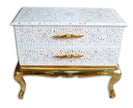 Royal Mother Of Pearl Inlay 2 Drawer Chest Brass Base White 2