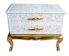 Royal Mother Of Pearl Inlay 2 Drawer Chest Brass Base White 2