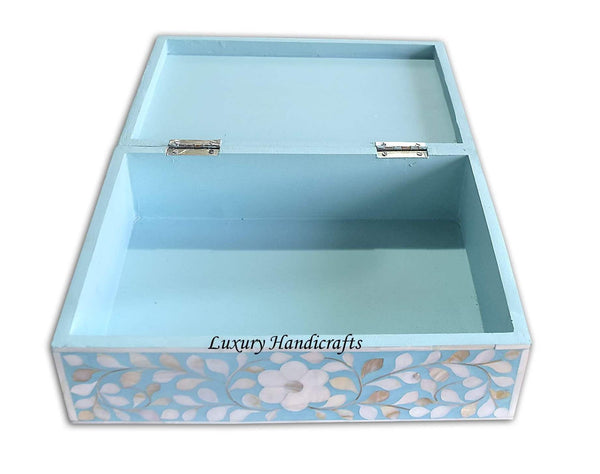 Mother Of Pearl Inlay Floral Box Turquoise