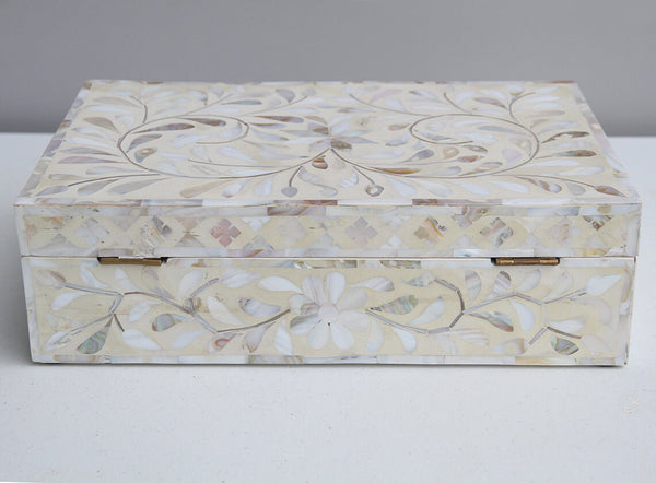 Mother Of Pearl Inlay Floral Box Ivory