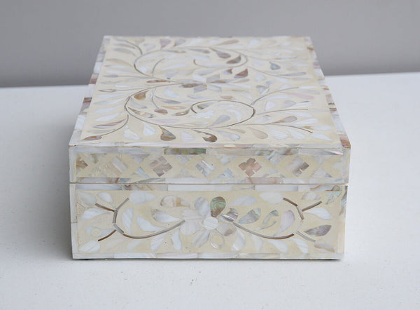 Mother Of Pearl Inlay Floral Box Ivory