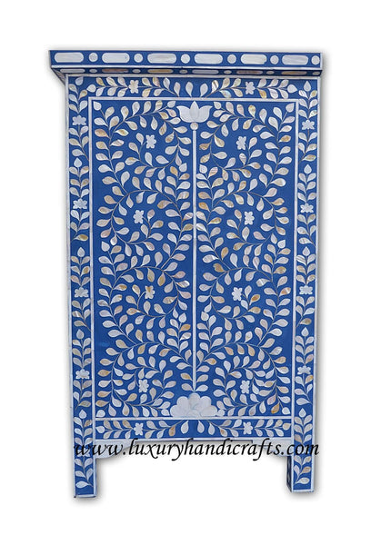Mother Of Pearl Inlay Floral Chest Of Four Drawers Blue