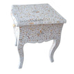 White Mother Of Pearl Inlay French Bedside 1 Drawer Floral Design 4