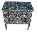 Black Mother Of Pearl Inlay Lotus 2 Drawer Chest 2