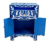 Mother Of Pearl Inlay 1 Drawer 2 Door Lily Design Bedside Dark Blue 4