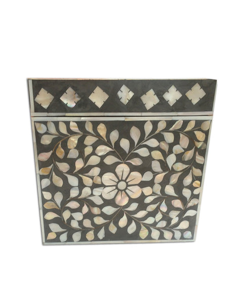 Mother Of Pearl Inlay Jewelry Box Dark Grey 4