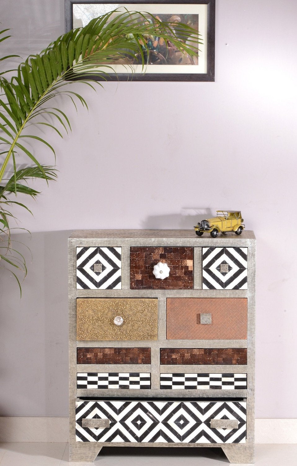 Ten Drawers Small Chest Metal Brass Bone Copper