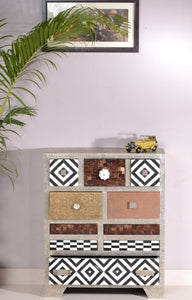 Ten Drawers Small Chest Metal Brass Bone Copper