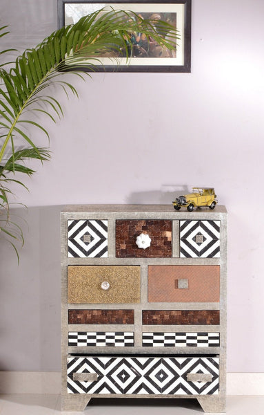 Ten Drawers Small Chest Metal Brass Bone Copper