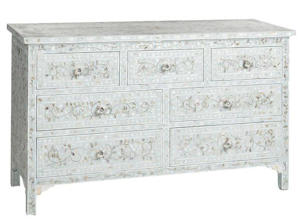 Pale Blue Mother Of Pearl Inlay Chest Of 7 Drawers Large 2