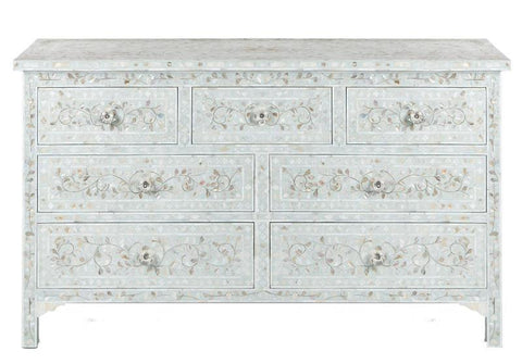 Pale Blue Mother Of Pearl Inlay Chest Of 7 Drawers Large 1
