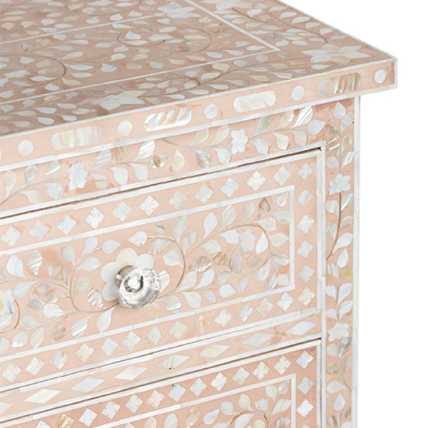 Pale Pink Mother Of Pearl Inlay Chest Of 7 Drawers