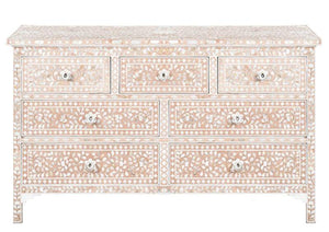 Pale Pink Mother Of Pearl Inlay Chest Of 7 Drawers
