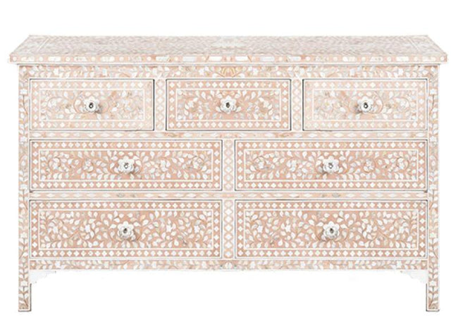 Pale Pink Mother Of Pearl Inlay Chest Of 7 Drawers 1