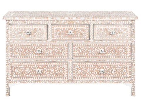 Pale Pink Mother Of Pearl Inlay Chest Of 7 Drawers 1