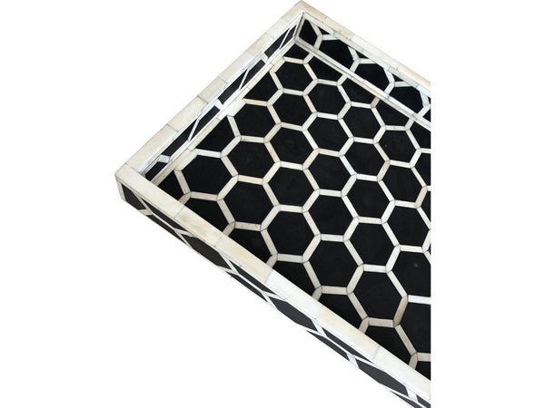 Black Honeycomb Pattern Bone Inlay Tray