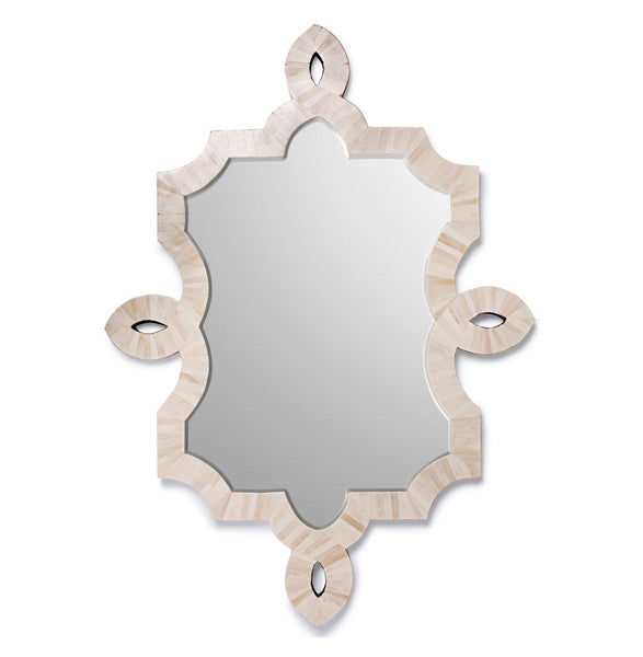 Hollywood Regency Natural Bone Inlay Wall Mirror 3