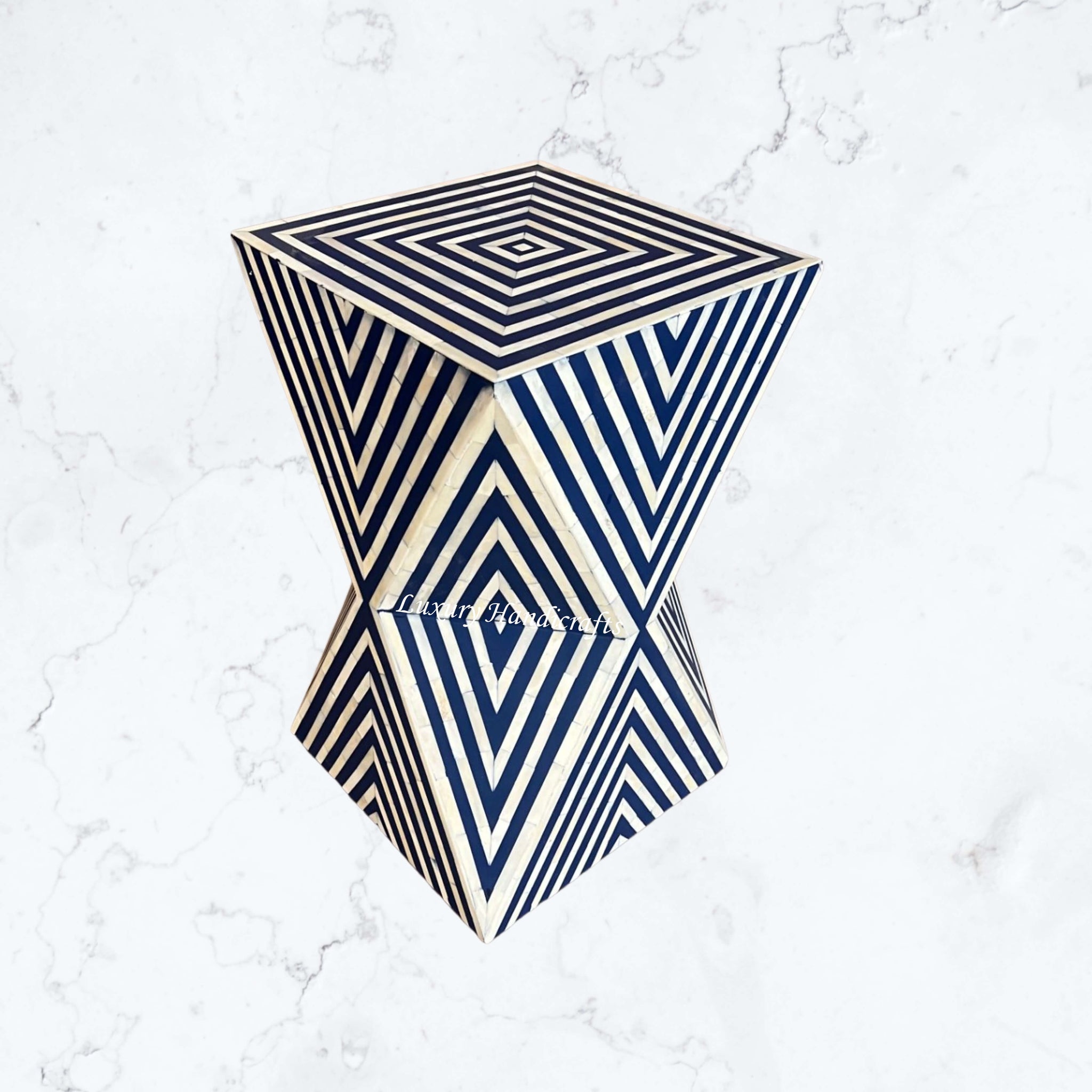 Riley Bone Inlay Side Table Blue