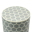 Bone Inlay Round Stool Honeycomb Design Grey 3