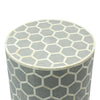 Bone Inlay Round Stool Honeycomb Design Grey 3