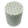 Bone Inlay Round Stool Honeycomb Design Grey 2