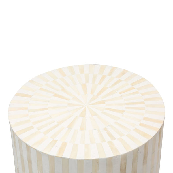 Bone Inlay Illusion Stripe Side Table White