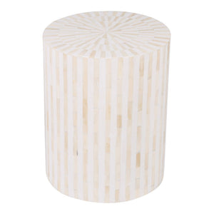 Bone Inlay Illusion Stripe Side Table White