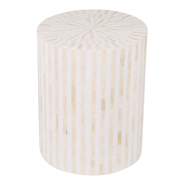 Bone Inlay Illusion Stripe Side Table White