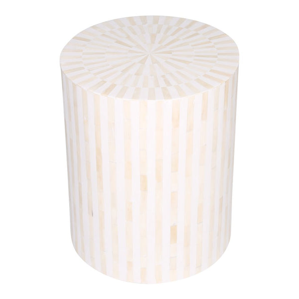 Bone Inlay Illusion Stripe Side Table White
