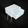 Luxury Scroll Vine Bone Inlay White Bedside Table