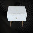 Elegant Scroll Vine Bone Inlay Bedside White