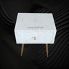 Elegant Scroll Vine Bone Inlay Bedside White