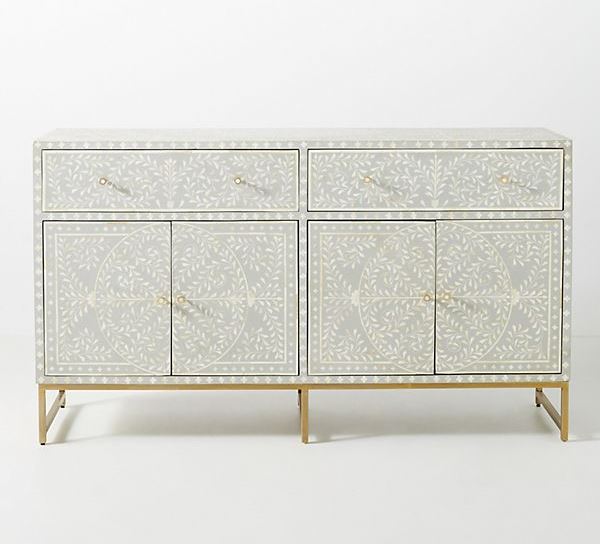 Bone Inlay Scroll Vine Buffet Grey