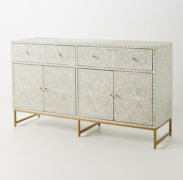 Bone Inlay Scroll Vine Buffet Grey – Luxury Handicraft